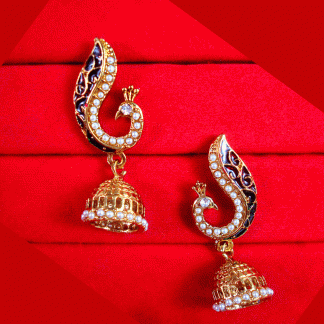 JM16 Daphne Peacock Style Meenakari Jhumki Earrings Valentine Gift for Wife