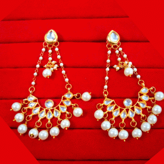 KC24 Classic Style Kundan White Pearls Earrings