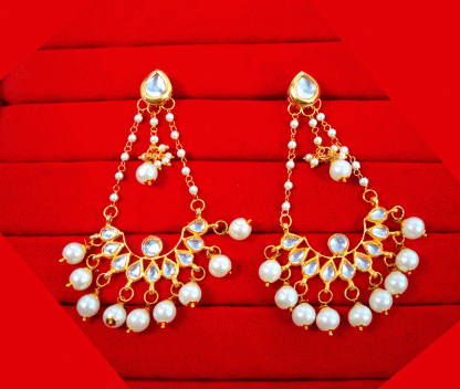 KC24 Classic Style Kundan White Pearls Earrings