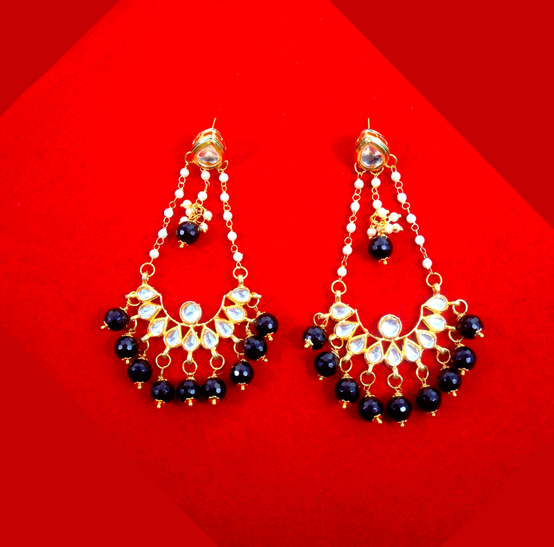Gold Kundan Earrings with Dangling Green Beads – Bollywood Wardrobe
