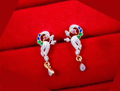 S921 Daphne Zircon Peacock Meenakari Earring for Women, Valentine Special