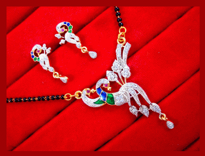 S921 Daphne Zircon Peacock Meenakari Mangalsutra for Women, Valentine Special-1