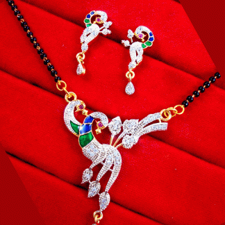 S921 Daphne Zircon Peacock Meenakari Mangalsutra for Women, Valentine Special