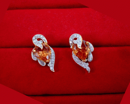 ZR21 Dazzling Fine Zircon Amber Shade Earrings Valentine Special