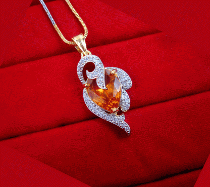 ZR21 Dazzling Fine Zircon Amber Shade Pendant Valentine Special