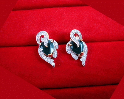 ZR23 Dazzling Fine Zircon Emerald Shade Earrings Valentine Special