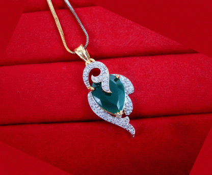 ZR23 Dazzling Fine Zircon Emerald Shade Pendant Valentine Special