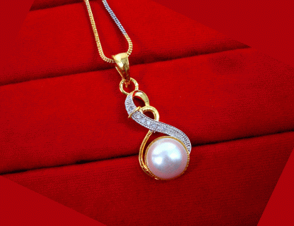 ZR25 Daphne White Pearl Two-Tone Pendant for Women Valentine Special