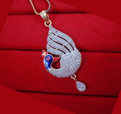 ZR26 Daphne Peacock Meenakari Zircon Pendant Gift for Wife