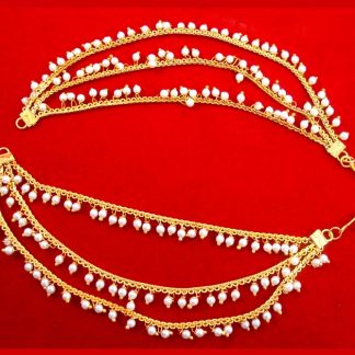 DR19 Bahubali Style Handmade Cultured Pearl Kaan Chain For Wedding Events -1