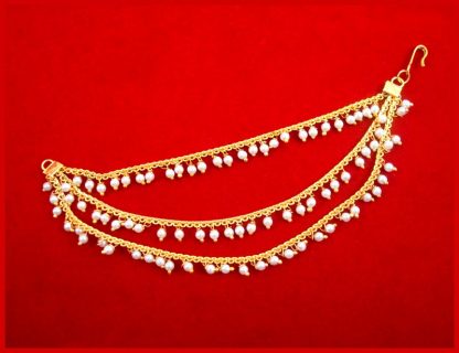 DR19 Bahubali Style Handmade Cultured Pearl Kaan Chain For Wedding Events (2)