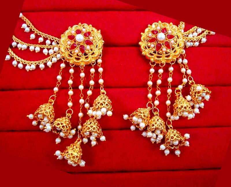 Amazon.com: Bindhani Long Tassel Golden Chain With Indian Bahubali Jhumki  Earrings For Women: Clothing, Shoes & Jewelry