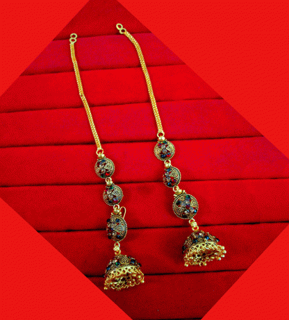 KE90 Daphne South Indian Three Step Long Jhumki Gold Plated Wedding Earrings