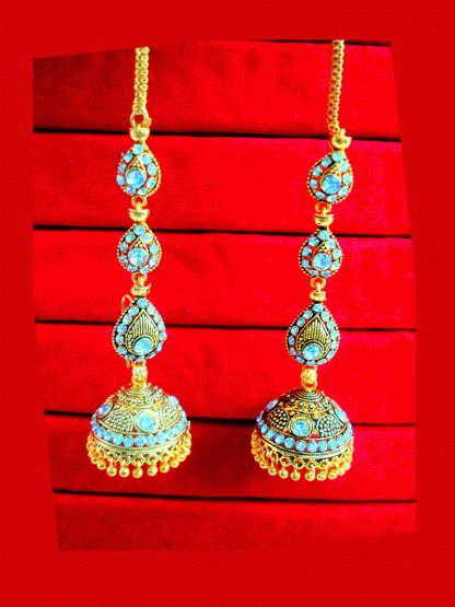 KE91 Daphne South Indian Three Step Long Jhumki Gold Plated Wedding Earrings