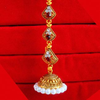 KE92 Daphne South Indian Three Step Pearls Jhumki Gold Plated Earrings - Back Hook