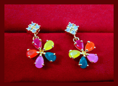 KN24 Elegant MultiColor Zircon Studded Earring For Women Valentine Special