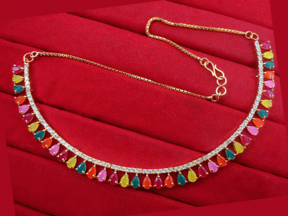 KN24 Elegant MultiColor Zircon Studded Necklace For Women Valentine Special necklace