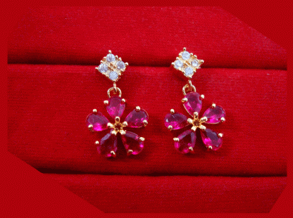 KN27 Stylish Zircon Pink Stone Studded Earring For Women Valentine Special