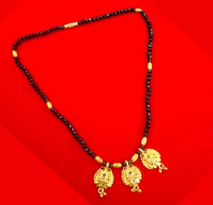 ME78 Daphne Golden Maharashtrian Mangalsutra With Black Beads Valentine Special