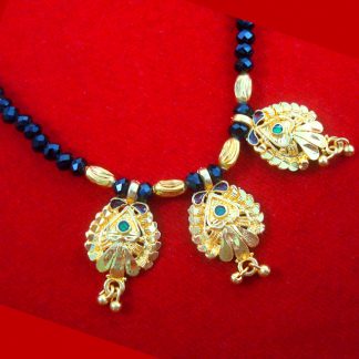 ME78 Daphne Golden Maharashtrian Mangalsutra With Black Beads Valentine Special