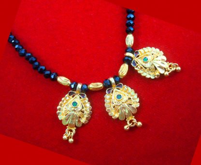 ME78 Daphne Golden Maharashtrian Mangalsutra With Black Beads Valentine Special