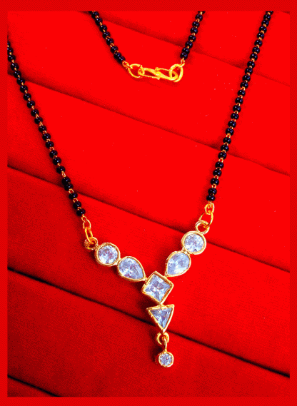 ME81 Daphne Classy Daily Wear Zircon Studded Golden Mangalsutra Gift For Wife full view