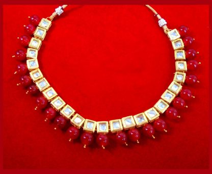 NK28 Traditional Royal Red Kundan Necklace Set Women Wedding full view Events