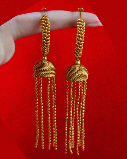 JM21 Daphne Golden Round Tassel Bali Earring For Women Valentine Special-1