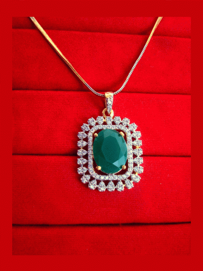 ZR30 Stylish Fine Zircon Emerald Shade Pendant Gift For Wife
