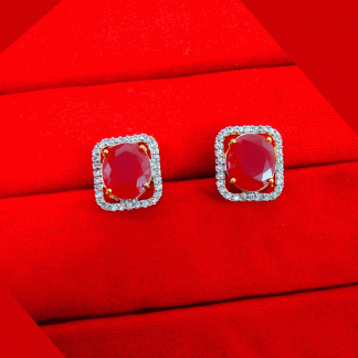 ZR33 Stylish Fine Zircon Ruby Shade Earrings Gift For Wife