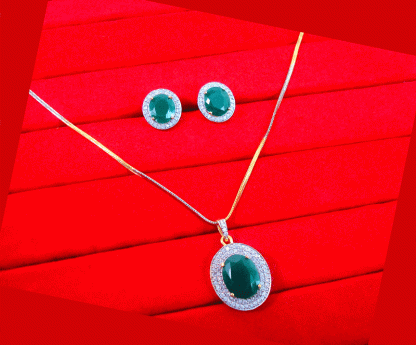 ZR34 Daphne Fascinating Zircons Emerald Pendant and Earrings Special Gift For WIfe