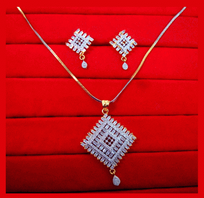 ZR35 Daphne Zircon Studded Square Pendant Set for Women Gift For Wife-1