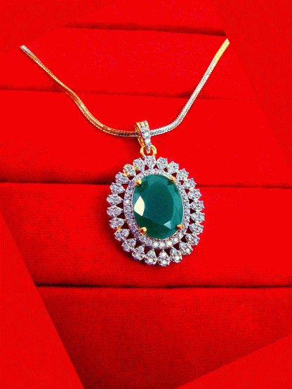 ZR36 Daphne Stylish Zircon Emerald Pendant Gift For Wife