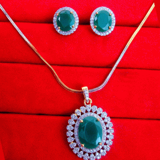 ZR36 Daphne Stylish Zircon Emerald Pendant and Earrings Gift For Wife
