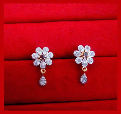 ZR37 Daphne Wine Shade Flower Earrings Cute Gift for Wife or Friend