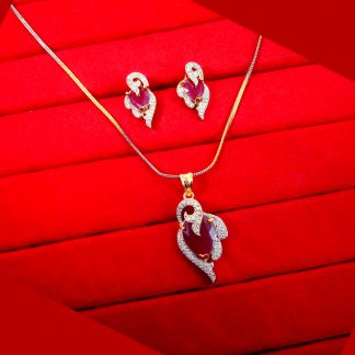 ZR40 Dazzling Fine Zircon Ruby Shade Pendant With Earrings For Women