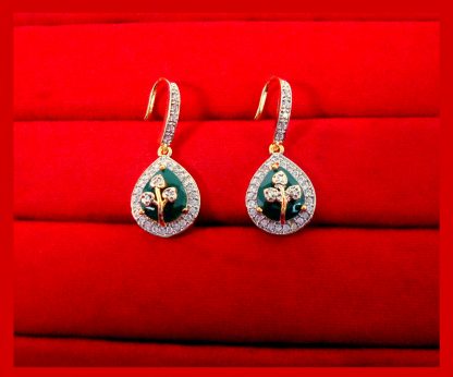 ZR41 Dazzling Fine Zircon Emerald Shade Earrings For Women close up