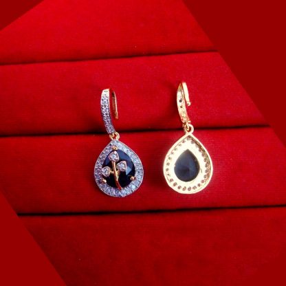 ZR42 Stylish Zircon Navy Blue Earrings Wedding Special Back look