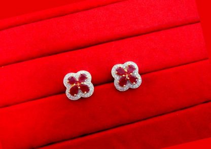 ZR43 Daphne Ruby Shade Flower Zircon Studded Pendant Wedding Special