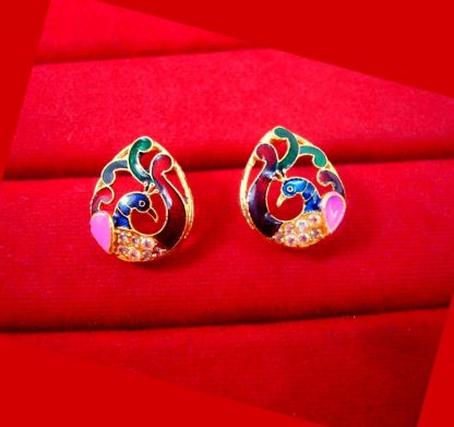 ZR45 Daphne Stylish Peacock Meenakari Kundan Earring For Wedding Events