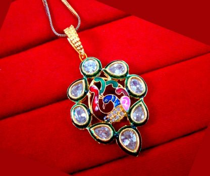 ZR45 Daphne Stylish Peacock Meenakari Kundan Pendant Wedding Events