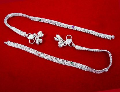 AN12 Daphne Silvery Traditional Classy Anklets Pairs for Women-1
