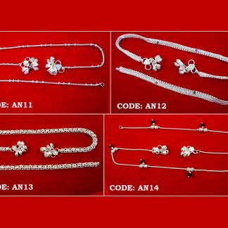 Daphne Silvery Traditional Classy Anklets Pairs for Women Product Image