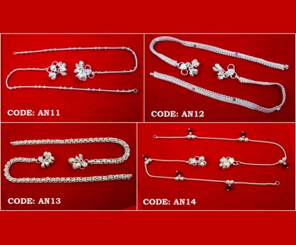 Daphne Silvery Traditional Classy Anklets Pairs for Women Product Image
