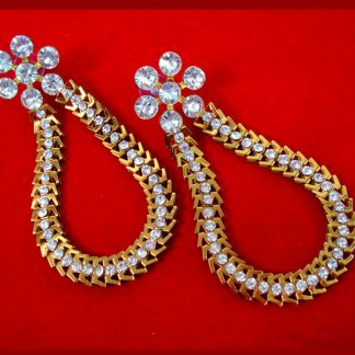 FE50 Daphne Shining Fancy Golden Party wear Earrings For Women front view