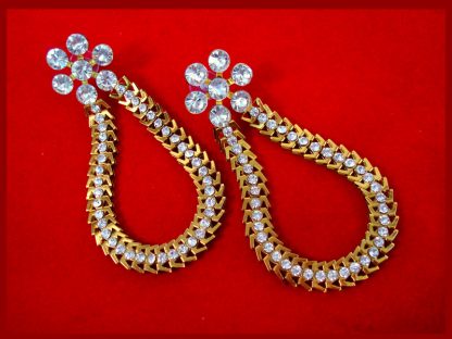 FE50 Daphne Shining Fancy Golden Party wear Earrings For Women front view