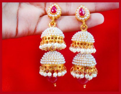 JM30 Daphne Indian Bollywood Variation Earrings Jhumka Party Wedding Events For Women FRONT VIEW