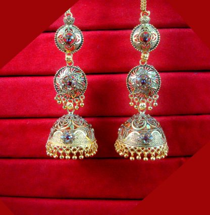 JM32 Daphne Indian Bollywood Variation Earrings Jhumka Party Wedding Events For Women CLOSE UP