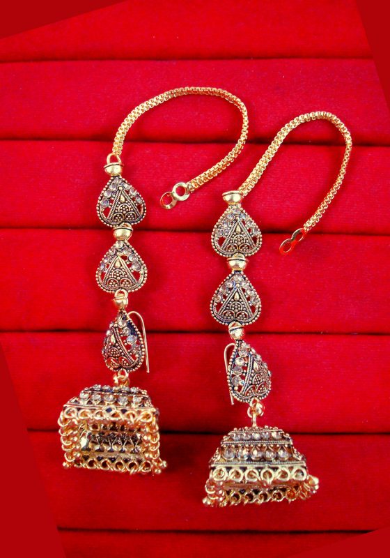 JM44 Daphne Indian Bollywood Variation Earrings Jhumka Party Wedding Events For Women Closer view
