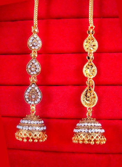 JM45 Daphne Indian Bollywood Variation Earrings Jhumka Party Wedding Events For Women back view